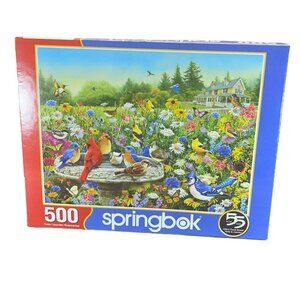 Springbok Jigsaw Puzzle "The Gathering" 500 Piece 2018‎ Cardinals Bird Feeder